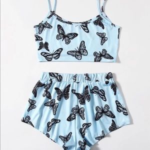 Blue satin sleep set